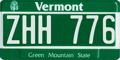 VT license plate ZHH776
