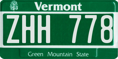 VT license plate ZHH778