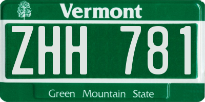 VT license plate ZHH781