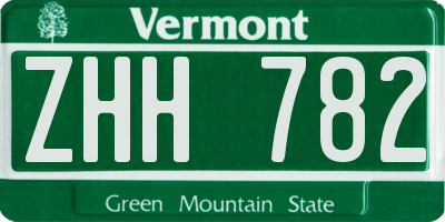 VT license plate ZHH782