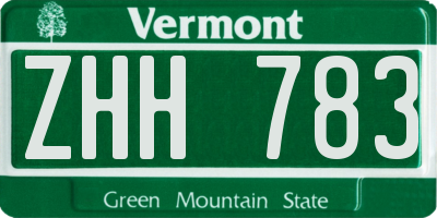 VT license plate ZHH783