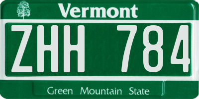 VT license plate ZHH784