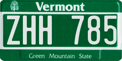 VT license plate ZHH785