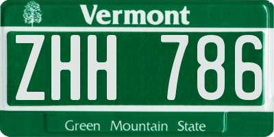 VT license plate ZHH786