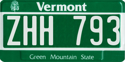 VT license plate ZHH793