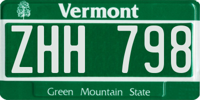 VT license plate ZHH798
