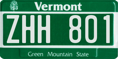 VT license plate ZHH801