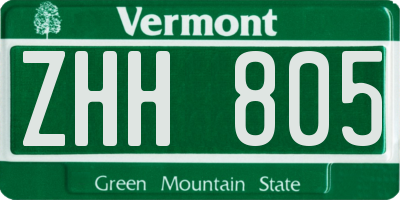 VT license plate ZHH805