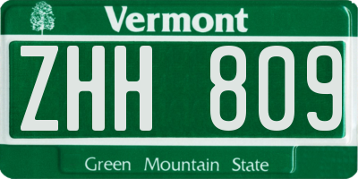 VT license plate ZHH809