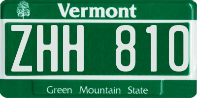 VT license plate ZHH810