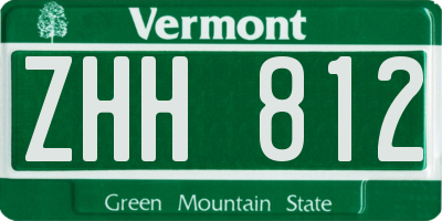 VT license plate ZHH812