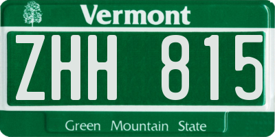 VT license plate ZHH815