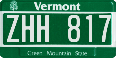 VT license plate ZHH817