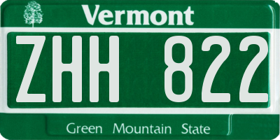 VT license plate ZHH822