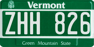 VT license plate ZHH826