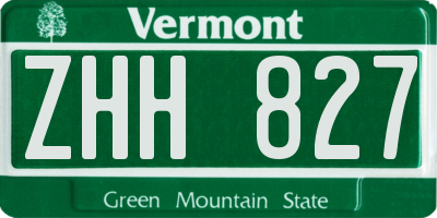 VT license plate ZHH827