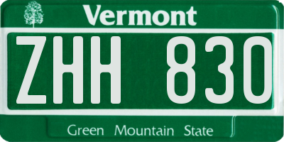 VT license plate ZHH830