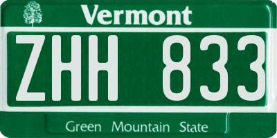 VT license plate ZHH833
