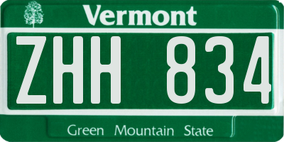 VT license plate ZHH834