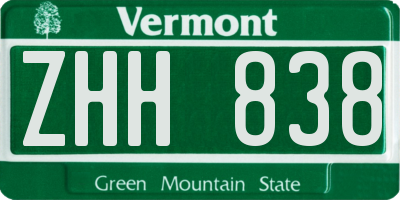 VT license plate ZHH838