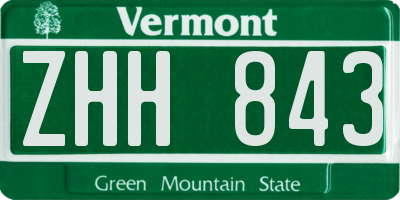 VT license plate ZHH843