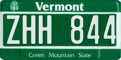 VT license plate ZHH844