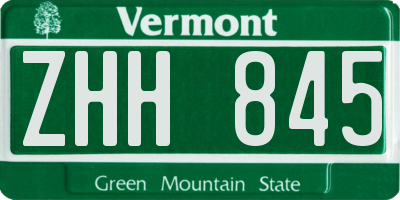 VT license plate ZHH845