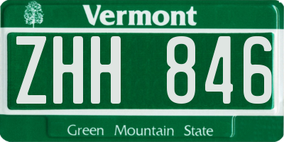 VT license plate ZHH846