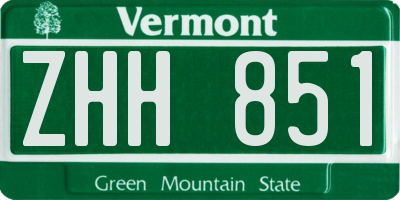VT license plate ZHH851
