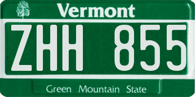 VT license plate ZHH855
