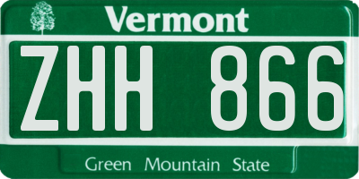 VT license plate ZHH866