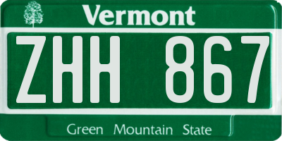 VT license plate ZHH867