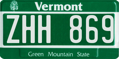 VT license plate ZHH869