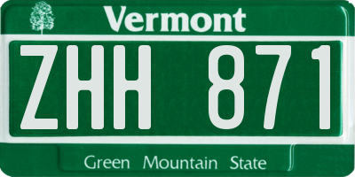 VT license plate ZHH871