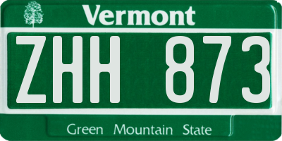 VT license plate ZHH873