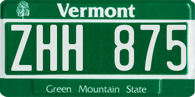 VT license plate ZHH875