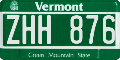 VT license plate ZHH876