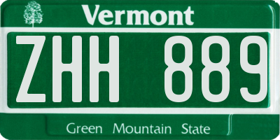 VT license plate ZHH889