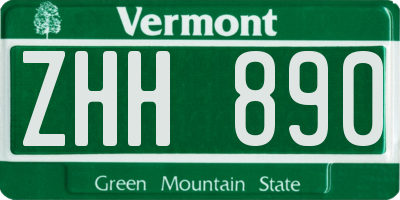VT license plate ZHH890