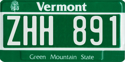VT license plate ZHH891