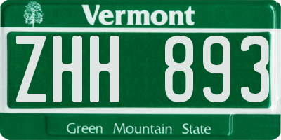 VT license plate ZHH893