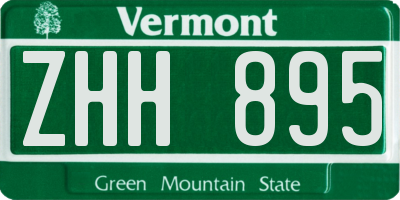 VT license plate ZHH895