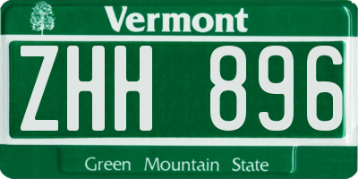 VT license plate ZHH896