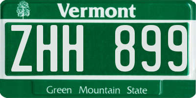 VT license plate ZHH899