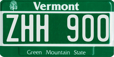 VT license plate ZHH900