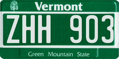 VT license plate ZHH903