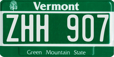 VT license plate ZHH907