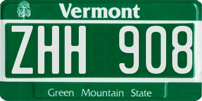 VT license plate ZHH908