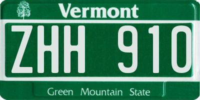 VT license plate ZHH910