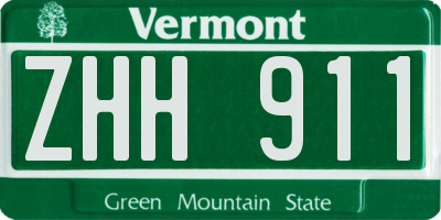 VT license plate ZHH911